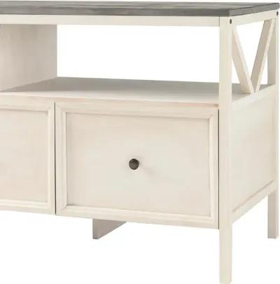 Natalee 60" Distressed White & Gray 3-Drawer TV Stand