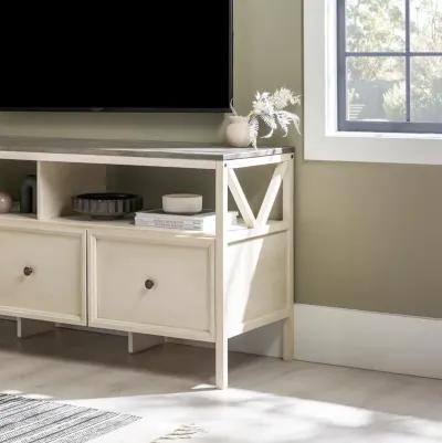 Natalee 60" Distressed White & Gray 3-Drawer TV Stand