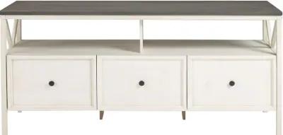 Natalee 60" Distressed White & Gray 3-Drawer TV Stand