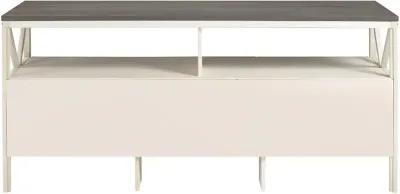 Natalee 60" Distressed White & Gray 3-Drawer TV Stand