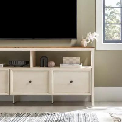 Natalee 60" Distressed White & Oak 3-Drawer TV Stand