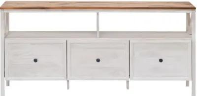 Natalee 60" Distressed White & Oak 3-Drawer TV Stand