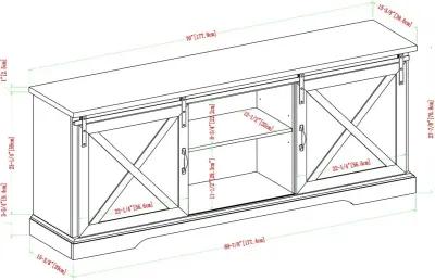 Sliding Barn Door 70" White & Oak TV Stand