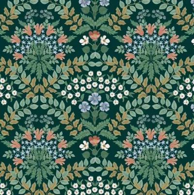 Rifle Paper Co Hawthorne Bramble Emerald King Wingback Bed