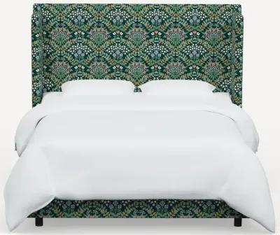 Rifle Paper Co Hawthorne Bramble Emerald King Wingback Bed