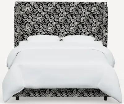 Rifle Paper Co Hawthorne Canopy Black & Cream Full Wingback Bed