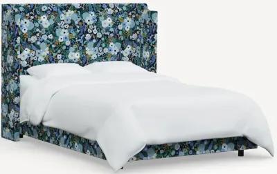 Rifle Paper Co Hawthorne Garden Party Blue King Wingback Bed