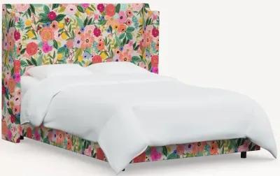 Rifle Paper Co Hawthorne Garden Party Pink King Wingback Bed