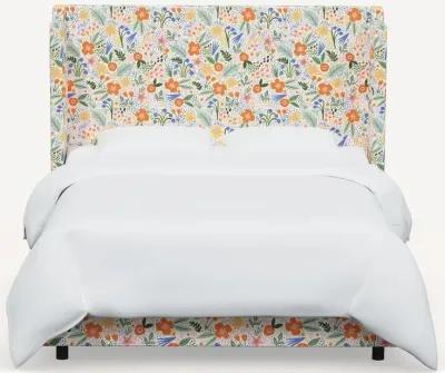 Rifle Paper Co Hawthorne Multicolor Floral Queen Wingback Bed