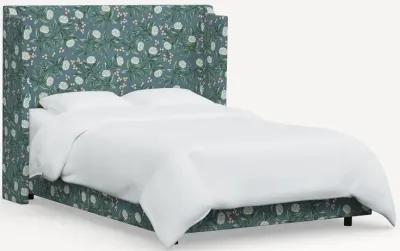 Rifle Paper Co Hawthorne Emerald Peonies King Wingback Bed