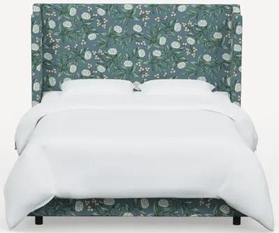 Rifle Paper Co Hawthorne Emerald Peonies King Wingback Bed