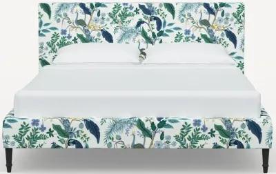 Rifle Paper Co Elly Blue Peacock Queen Platform Bed