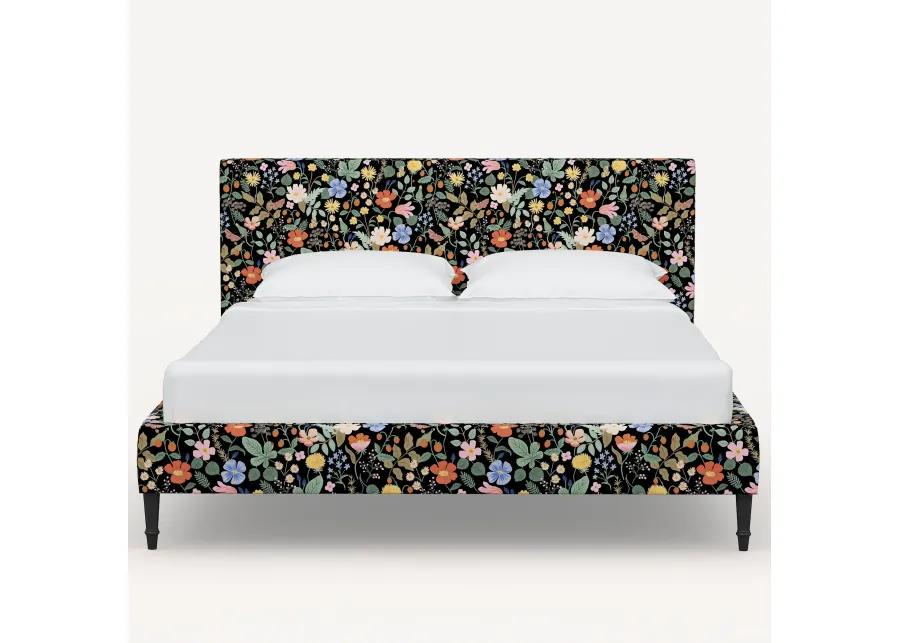 Rifle Paper Co Elly Black Strawberry Fields Cal-King Platform Bed