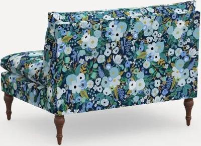 Rifle Paper Co. Louie Garden Party Blue Armless Loveseat