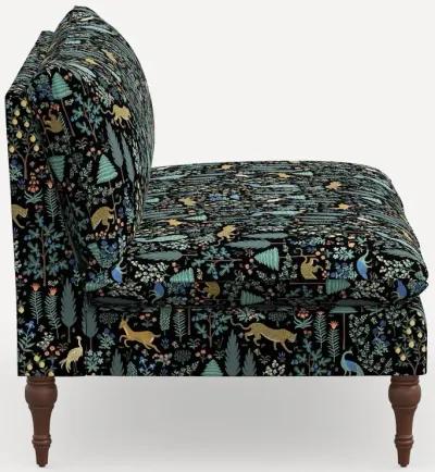 Rifle Paper Co. Louie Menagerie Black Armless Loveseat