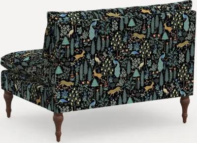 Rifle Paper Co. Louie Menagerie Black Armless Loveseat