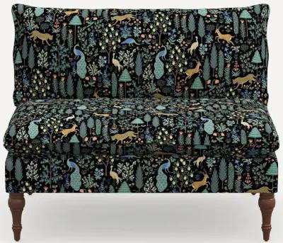 Rifle Paper Co. Louie Menagerie Black Armless Loveseat