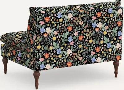 Rifle Paper Co. Louie Black Strawberry Fields Armless Loveseat