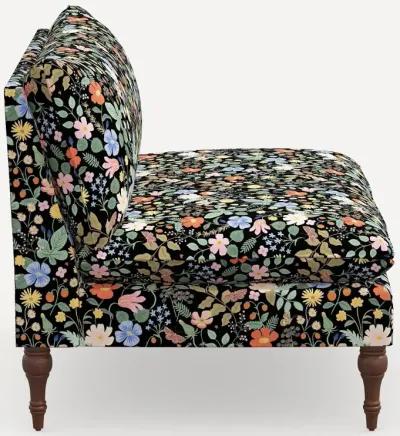 Rifle Paper Co. Louie Black Strawberry Fields Armless Loveseat