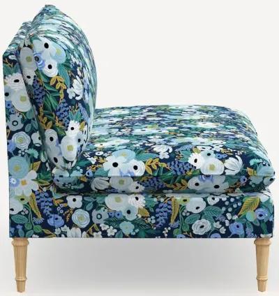 Rifle Paper Co. Louie Garden Party Blue Armless Loveseat