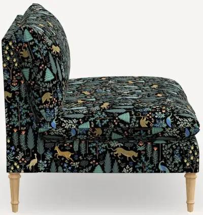 Rifle Paper Co. Louie Menagerie Black Armless Loveseat