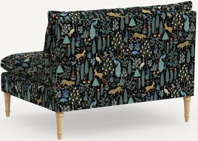 Rifle Paper Co. Louie Menagerie Black Armless Loveseat