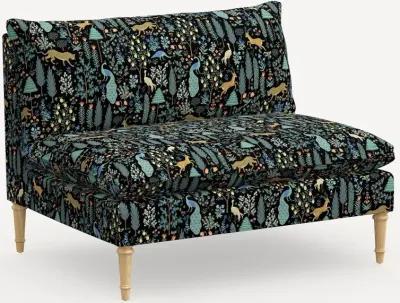 Rifle Paper Co. Louie Menagerie Black Armless Loveseat