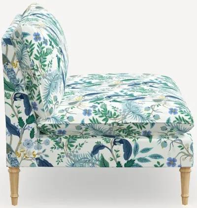 Rifle Paper Co. Louie Blue Peacock Armless Loveseat