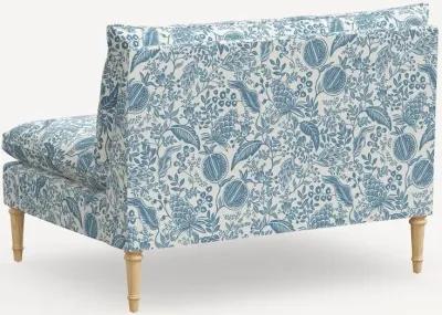 Rifle Paper Co. Louie Blue Pomegranate Armless Loveseat