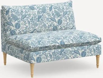 Rifle Paper Co. Louie Blue Pomegranate Armless Loveseat