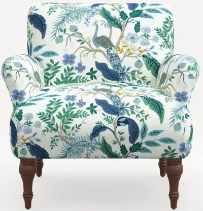 Rifle Paper Co. Bristol Blue Peacock Accent Chair