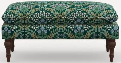 Rifle Paper Co. Flora Bramble Emerald Pillowtop Bench