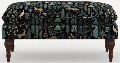 Rifle Paper Co. Flora Menagerie Black Pillowtop Bench