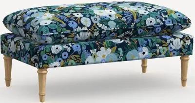 Rifle Paper Co. Flora Garden Party Blue Pillowtop Bench