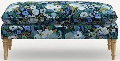 Rifle Paper Co. Flora Garden Party Blue Pillowtop Bench