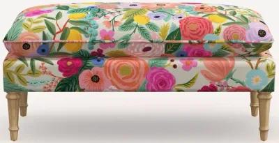 Rifle Paper Co. Flora Garden Party Pink Pillowtop Bench