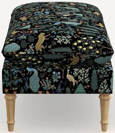 Rifle Paper Co. Flora Menagerie Black Pillowtop Bench