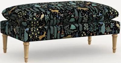 Rifle Paper Co. Flora Menagerie Black Pillowtop Bench