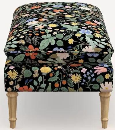 Rifle Paper Co. Flora Black Strawberry Fields Pillowtop Bench