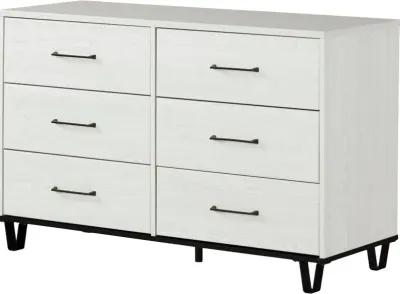 Arlen White Pine 6-Drawer Dresser