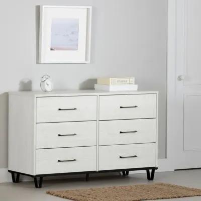 Arlen White Pine 6-Drawer Dresser