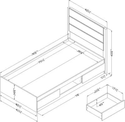 Arlen White Pine Twin Storage Bed and Headboard Set