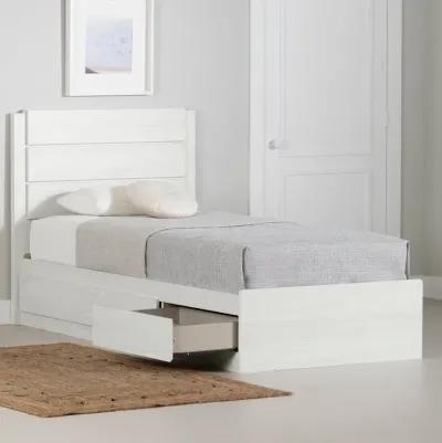 Arlen White Pine Twin Storage Bed and Headboard Set