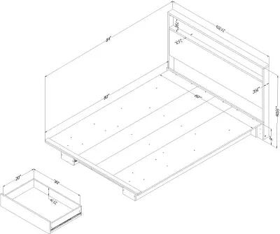 Holland Natural Walnut Full/Queen Platform Bed with Headboard