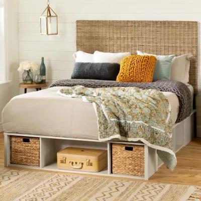 Avilla Queen Storage Bed with Rattan Headboard