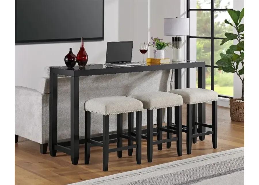 Cordero Black Sofa Table and Stool Set