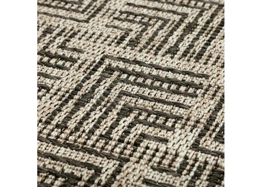 Bali 8 x 10 Geometric Charcoal Outdoor Patio Rug