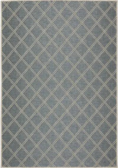 Bali 8 x 10 Lattice Denim Blue Outdoor Patio Rug