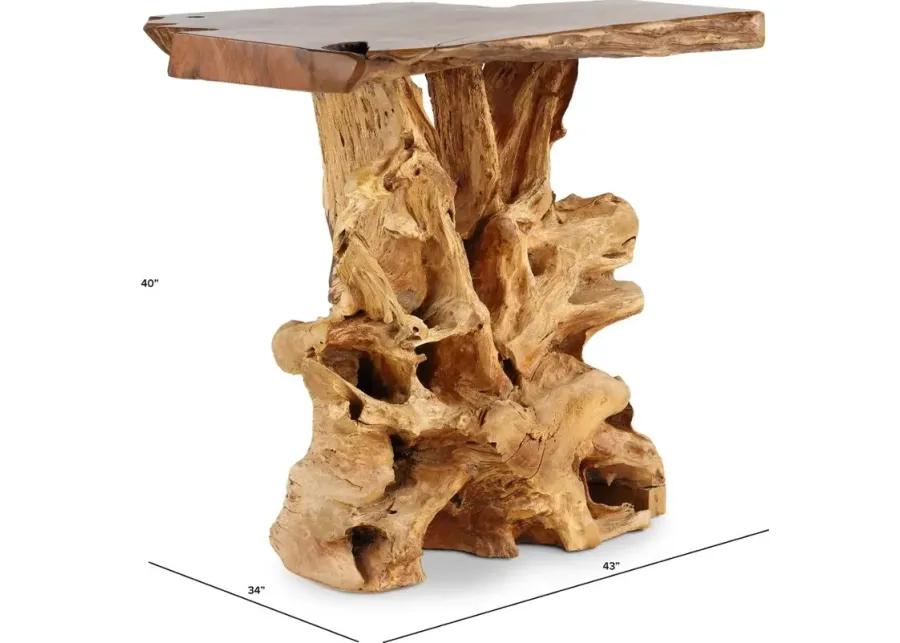 Rustic Natural Teak Root Bar Table