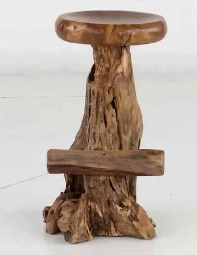 Rustic Natural Teak Root Bar Stool